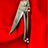 Claude Dozorme Thiers Liner Lock Knife Only, 8cm blade, Femme Red Handle white diamantes