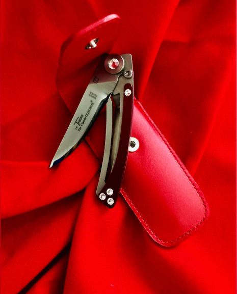 Max Capdebarthes ‘Etui Club’ pouch, no mount, knives to 10cm , Red leather