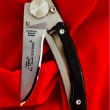 Claude Dozorme Thiers Liner Lock Knife, 9cm blade, Black Horn Handle