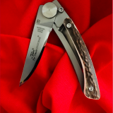 Claude Dozorme Thiers Liner Lock Knife, 9cm blade, Stag Horn Handle