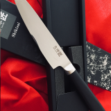 Shikisai Miyako Damascus Japanese Utility knife traditional damascus blade 130mm, With Ogg Sharpening edge