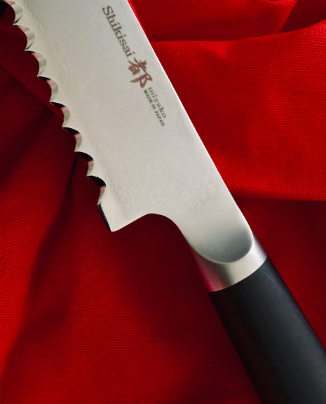 Shikisai Miyako Japanese Damascus blade 240mm Bread Knife
