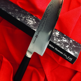 Shikisai Miyako Damascus Japanese Santoku knife traditional damascus blade 180mm, With Ogg Sharpening edge