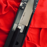 Shikisai Miyako Damascus Japanese Santoku knife traditional damascus blade 165mm, With Ogg Sharpening edge