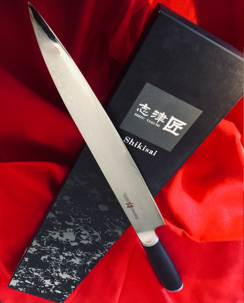 Shikisai Miyako Japanese Yanagiba Sushi Damascus blade,240mm Carving